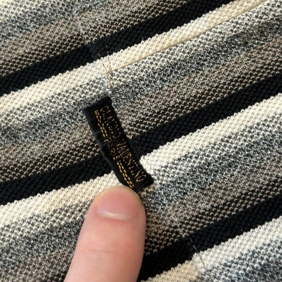 Vintage Claudio Valentino Men's Striped Gray/Black Polo T-Shirt - Size XL (3L) - Picture 5 of 6